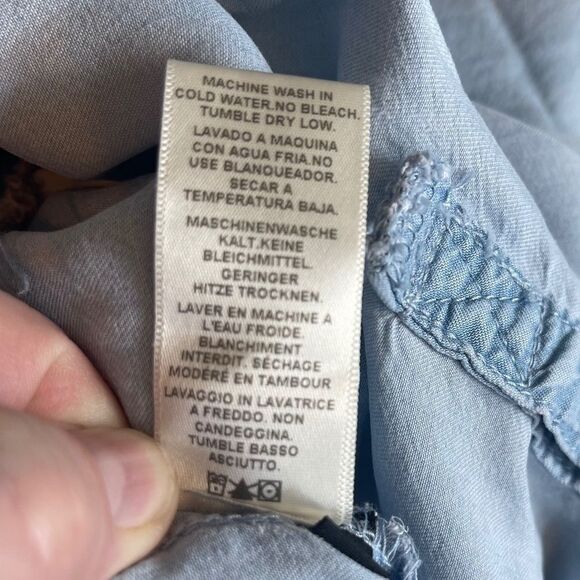 Cloth & Stone Distressed Soft Chambray Crop Jumpsuit Sz S - Picture 8 of 10